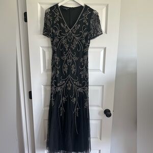 Pisarro Nights Black Beaded Gown